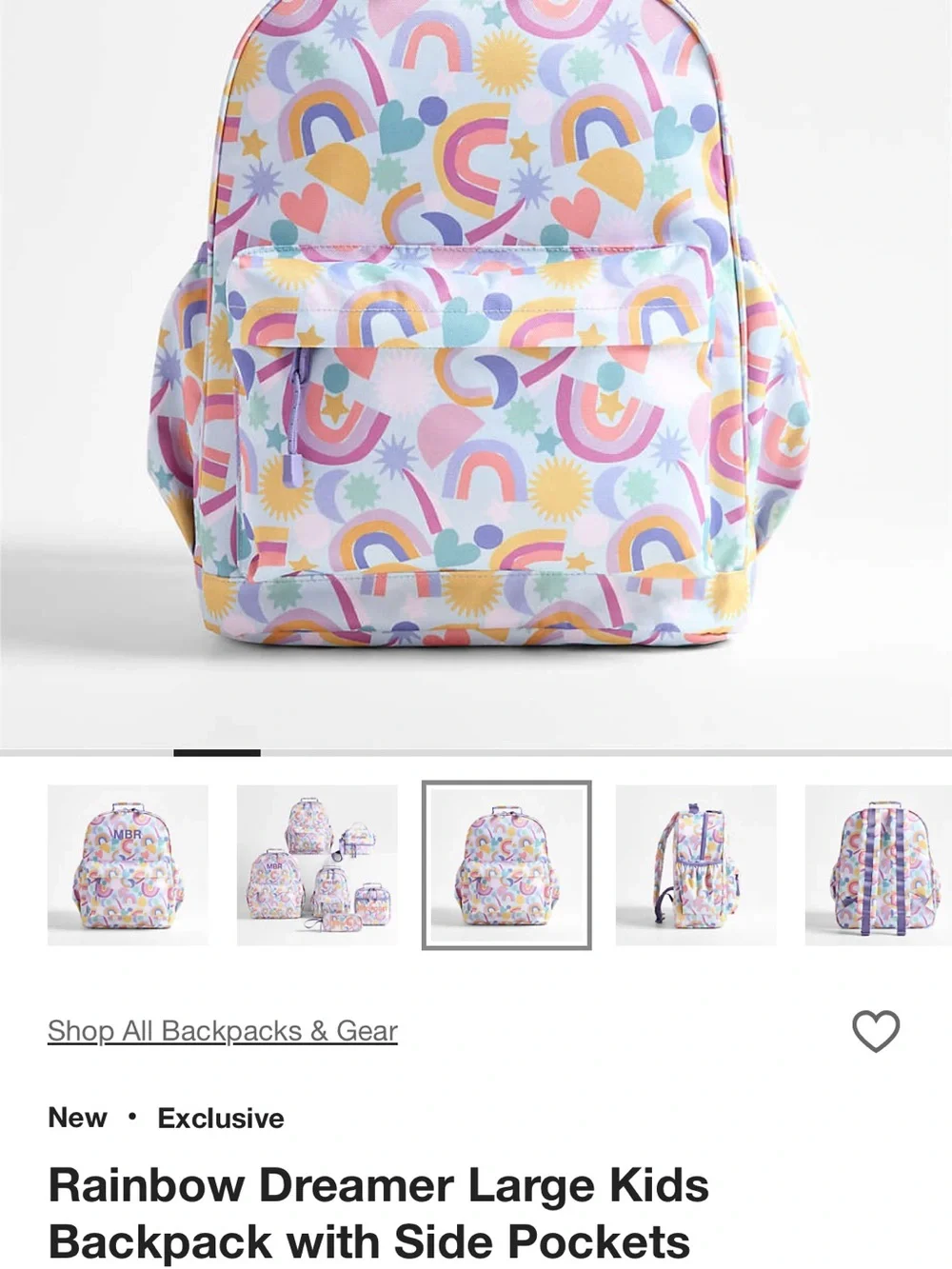 Crate&Barrel Pastel Rainbow Kids Backpack - Lavender, Pink, Yellow, Aqua